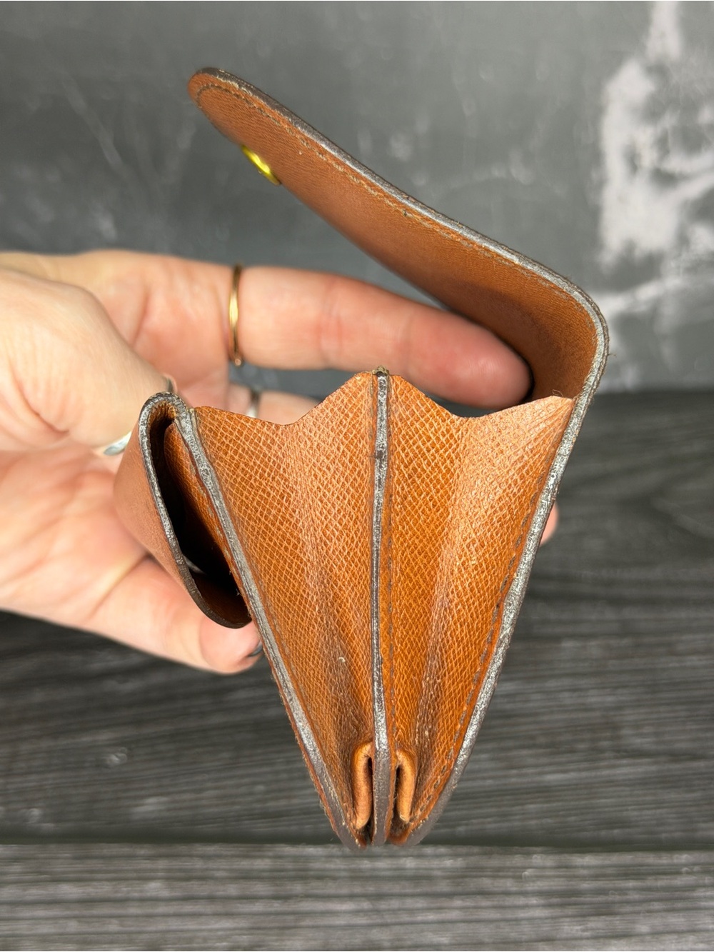 Louis Vuitton Monogram Coin Wallet Vintage Snap Pouch Brown LV Authentic - Picture 9 of 13